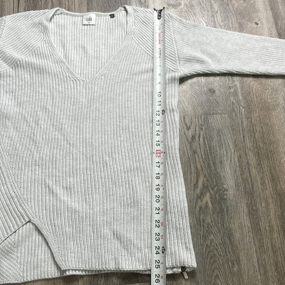 CAbi Women’s Grey Deep V Sweater with Zippered sides, style 3531, size XS - Picture 10 of 13